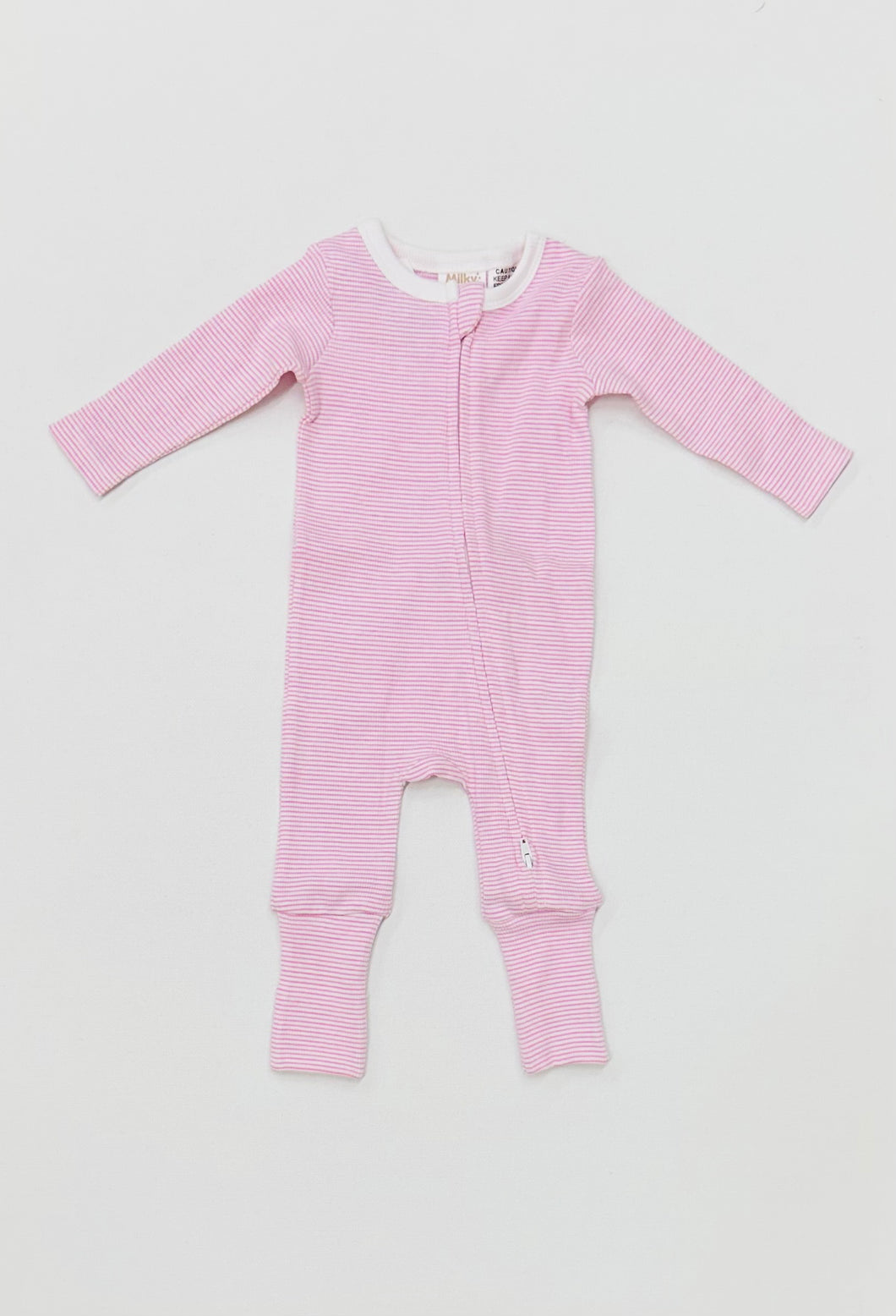 Pink Stripe Zip Romper