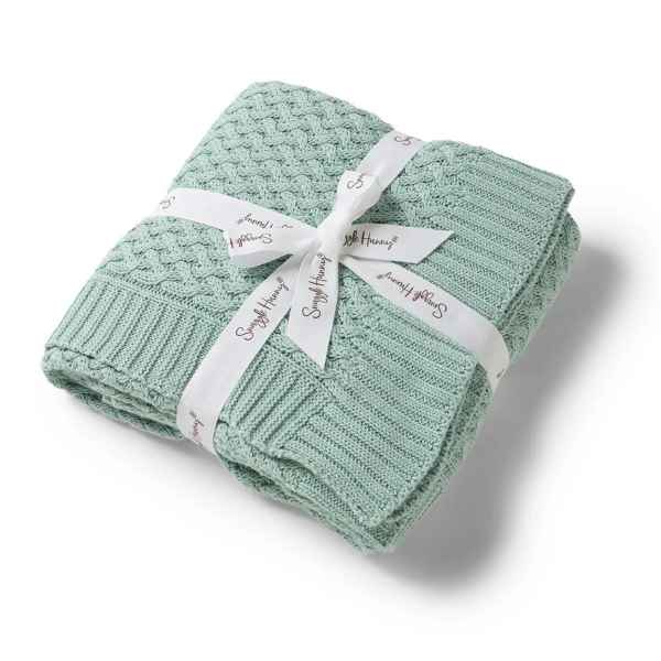 Sage Diamond Knit Organic Baby Blanket