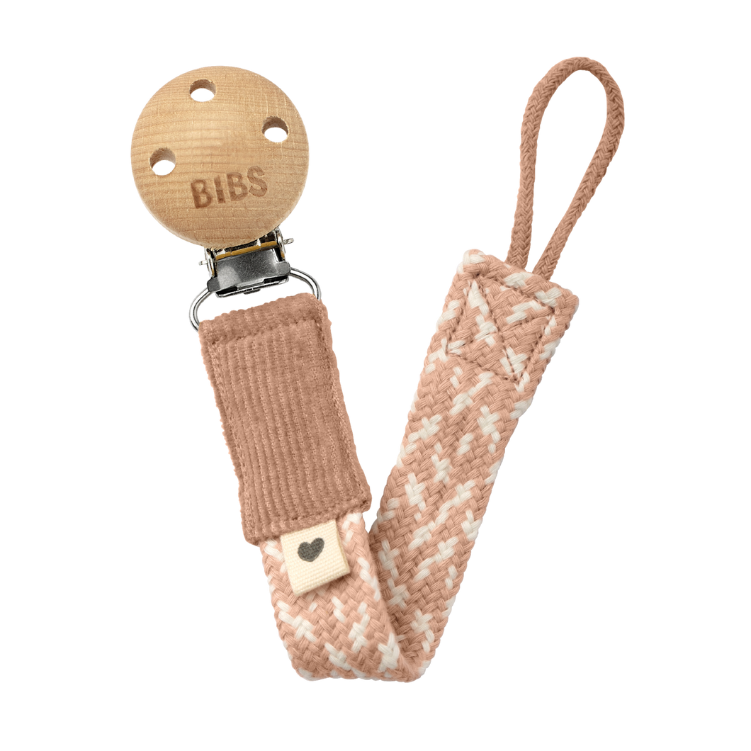 BIBS PACI BRAID DUMMY CLIP - BLUSH/IVORY