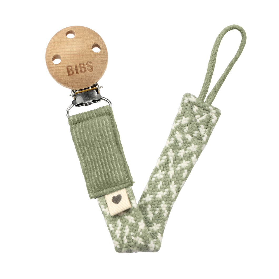 BIBS PACI BRAID DUMMY CLIP - SAGE/IVORY